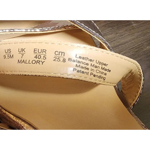 Naturalizer Cracked LEATHER Pumps Platform Dress Sandals 9.5 M Luna Bronze Gold - Picture 14 of 15